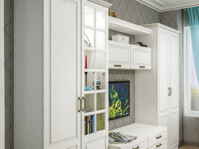 Ливерпуль Шкаф-пенал, цвет ясень ваниль/белый, ШхГхВ 50х41,4х220,3 см., универсальная сборка, подходит карниз 500 #1650022