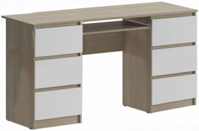 Челси Стол 6 ящиков (Белый глянец, Белый)