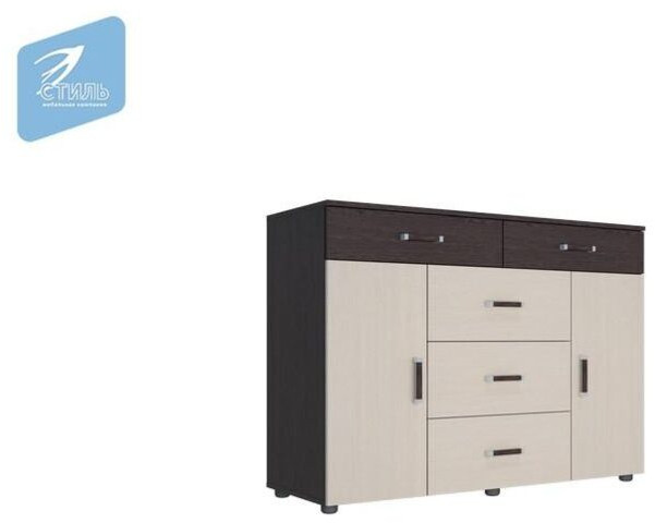 Вега К-03 Комод 5 ящиков+2 створки венге/дуб молочный