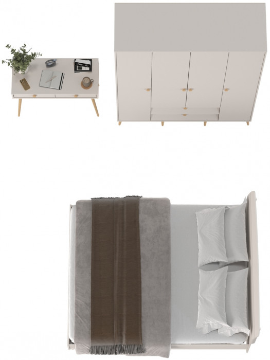 Афина Спальня 14-1600, цвет кашемир серый, сп.м. 1600х2000 мм., б/м, основание есть - фанера