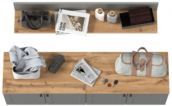 Остин Прихожая 64, цвет серый графит/дуб крафт золотой, ШхГхВ 160х41,9х160 см.