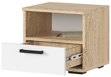 САНСА ТБ-01 Тумба прикроватная Фасад БЕЛЫЙ/Корпус ДУБ СОНОМА