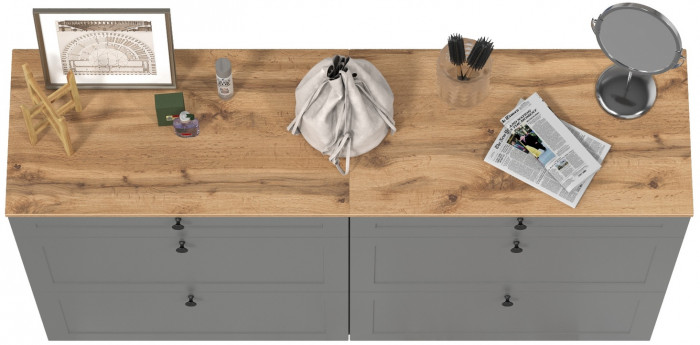 Остин 16.121 Тумба для обуви + 16.121 Тумба для обуви, серый графит/дуб крафт золотой