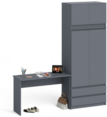 Мори Стол письменный МСП1200.1 + Шкаф МШ900.1 + Антресоль МА900.1, цвет графит, ШхГхВ 210,8х50,4х234,2 см., универсальная сборка