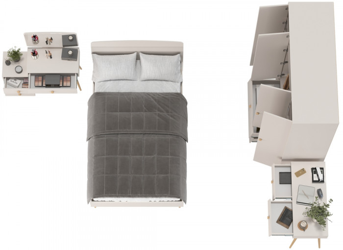 Афина Спальня 15-1200, цвет кашемир серый, сп.м. 1200х2000 мм., б/м, основание есть - фанера