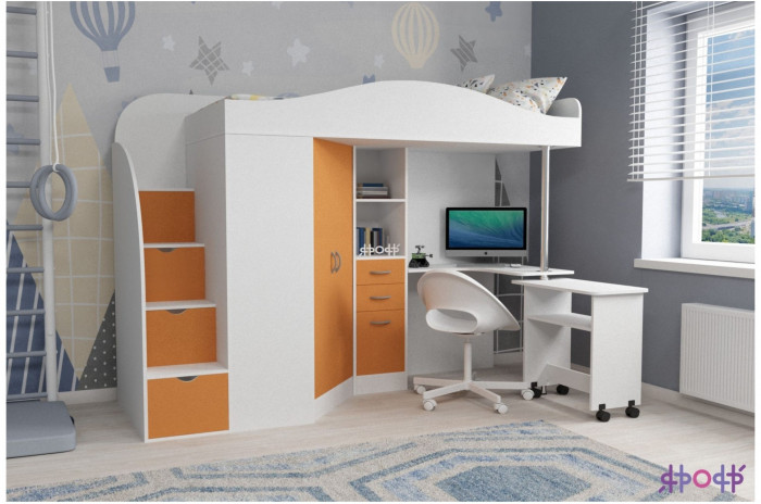 Кровать-чердак Юниор 4 (Венге/Дуб молочный)