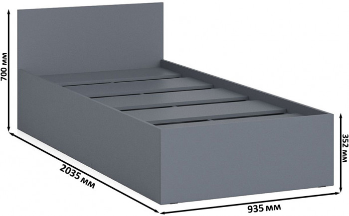 Мори Кровать 0900, цвет графит, ШхГхВ 93,5х203,5х70 см., сп.м. 900х2000 мм., без матраса, основание есть