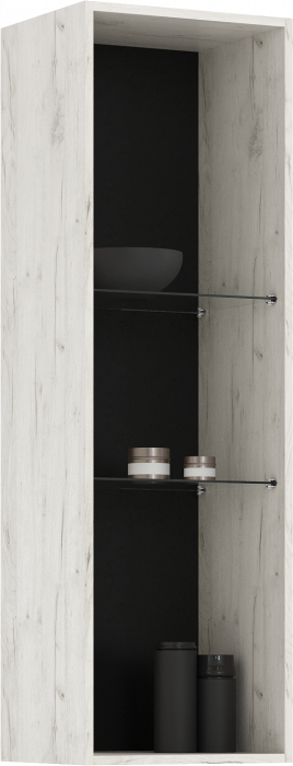 Нэнси LOFT Пенал-стекло навесной исп2 ЛДСП, Дуб Крафт Белый/Дуб Крафт Белый