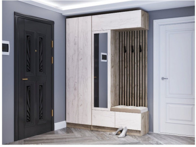 Прихожая Руэлла, композиция 2, дуб крафт серый/дуб крафт белый