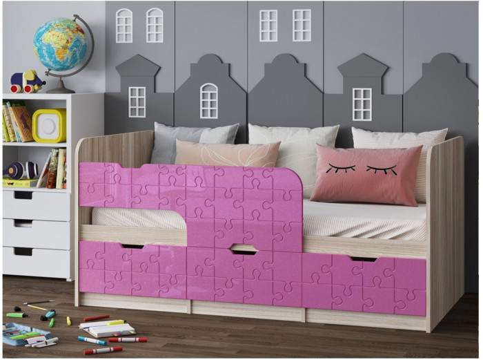 Детская кровать Юниор-9, 80х180 (Цитрус глянец, Ясень шимо светлый)