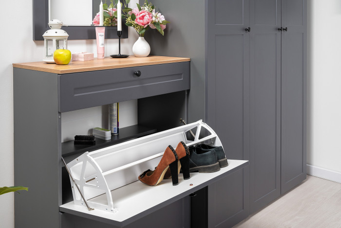 Остин Прихожая 16, цвет серый графит/дуб крафт золотой, ШхГхВ 160х54,3х229,6 см., универсальная сборка