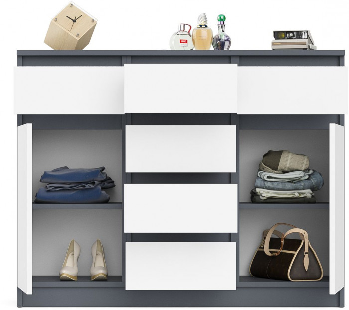 Мори Комод МК1200.4, цвет графит/белый, ШхГхВ 120,4х41х94 см.