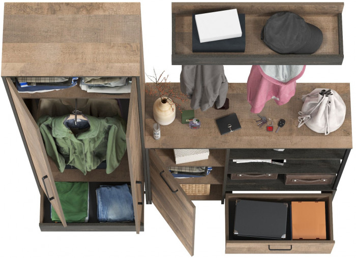 Трувор Прихожая 201, дуб гранж песочный/интра