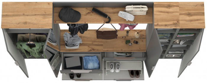 Октава Прихожая 37, серый графит/дуб крафт золотой/фасады МДФ серый графит