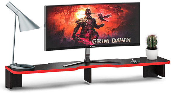 Надстройка для стола компьютерного С-МД-СК5-1400, цвет венге/кромка красная, ШхГхВ 140х30х17,8(15,6) см.