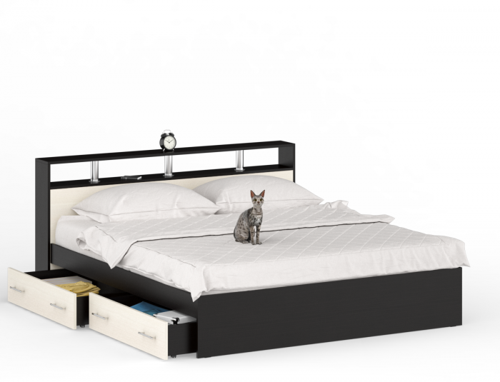 Камелия Кровать с ящиками 1800, венге/дуб лоредо