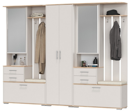 Прихожая Домино 3, цвет дуб крафт золотой/кашемир серый, ШхГхВ 260х36х202 см., универсальная сборка