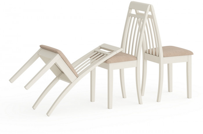 Три стула Мебель--24 Гольф-11 разборных, цвет слоновая кость, обивка ткань велюр бежевый 05, ШхГхВ 40х40х100 см., от пола до верха сиденья 47 см.