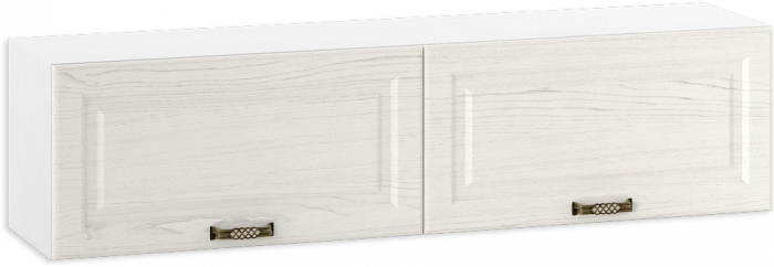 Ливерпуль Шкаф навесной, цвет ясень ваниль/белый, ШхГхВ 140х31,4х35 см.