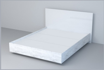 Кровать 1,4 арт.031 (ЛДСП) ЛН. (Бетон Светлый/Белый Глянец)