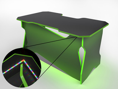 Игровой компьютерный стол RVG с подсветкой Черный/Салатовый 120