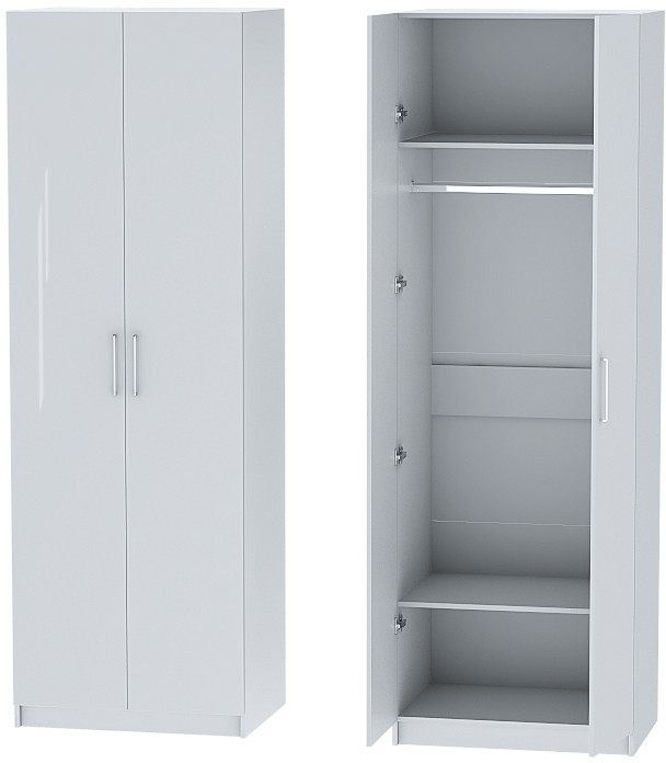 Шкаф двухдверный №1 "Иннэс-7" - Белый/Белый глянец