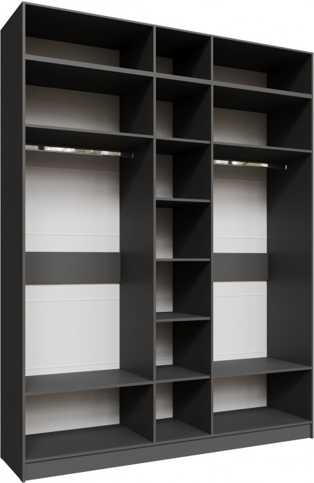 Шкаф 2,0 с антресолью и зеркалом Мадрид, Графит серый