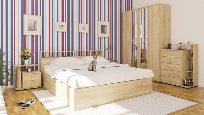 Камелия Кровать с ящиками 1800, дуб сонома