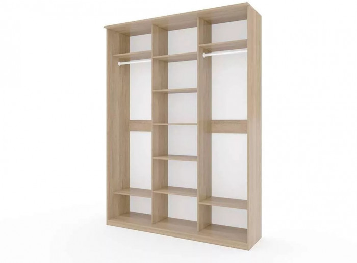 Шкаф купе Модерн 1776х600 3-х дверный 3-х секционный зеркальный с пескоструем №2 ясень