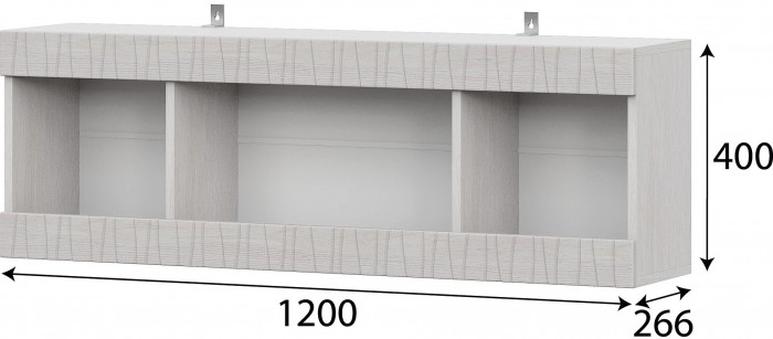 Модульная система "Гамма 20" Полка навесная (1200) Серия №4 Ясень Анкор светлый