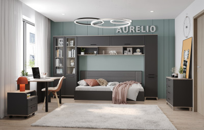 Шкаф навесной Аурелио 81, Антрацит-Блеквуд Сатиновый