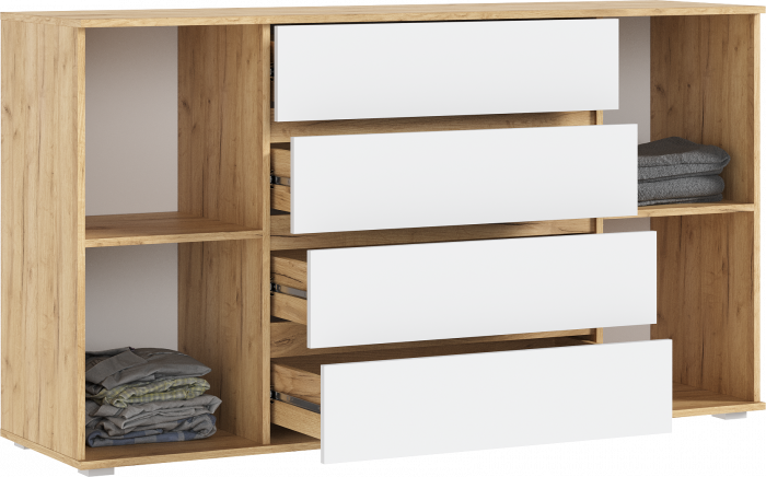 Марвэл Комод 2 двери 4 ящика (1600), Дуб крафт/Браш вайт