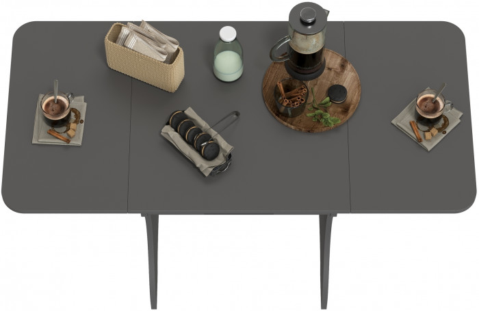 Стол обеденный раскладной с ящиком 6-02.120ТМграф, цвет графит, ШхГхВ 120х57х75 см., 60х57х75 см. сложенный