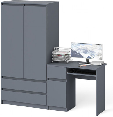 Мори Стол компьютерный МС-1 левый + Шкаф МШ900.1, цвет графит, ШхГхВ 180,4х50,4х179,6 см., выдвижной ящик слева, НЕ универсальная сборка
