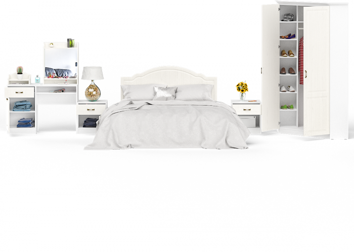 Ливерпуль Спальня № 3 11.08ОСН + две 08.146 + 13.124 + 12.46 + 10.118 + 10.117, ясень ваниль/белый