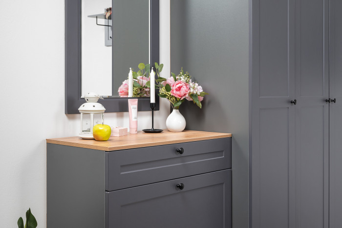 Остин 16.121 Тумба для обуви, серый графит/дуб крафт золотой