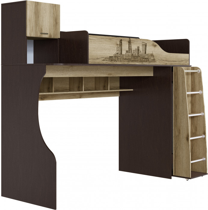 Кровать-чердак Орион, Венге/Дуб делано