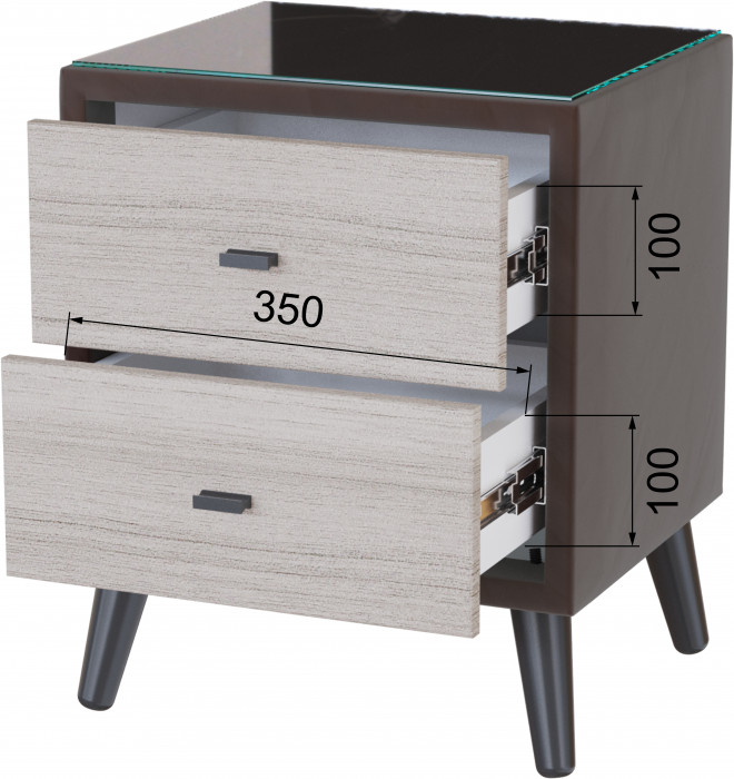 Тумба прикроватная интерьерная Ланс коричневый/мдф сандал белый