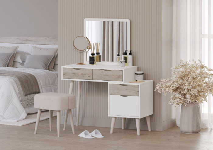 Трюмо 4-25910бел/дкс, цвет белый/дуб крафт серый, ШхГхВ 100х41,6х130 см., НЕ универсальная сборка