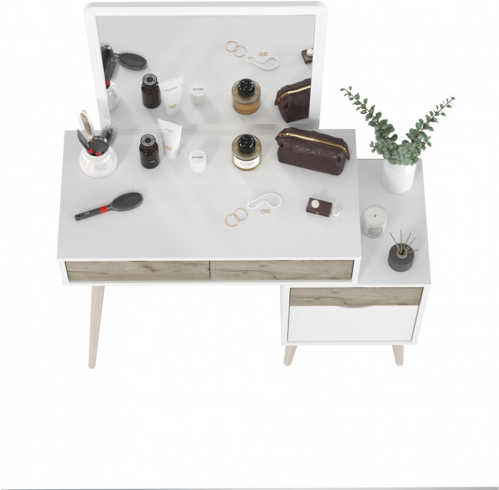 Трюмо 4-25910бел/дкс, цвет белый/дуб крафт серый, ШхГхВ 100х41,6х130 см., НЕ универсальная сборка