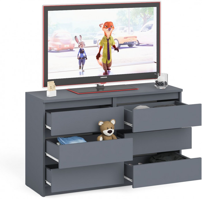 Мори Комод МК1200.6, цвет графит, ШхГхВ 120,4х41х73 см.