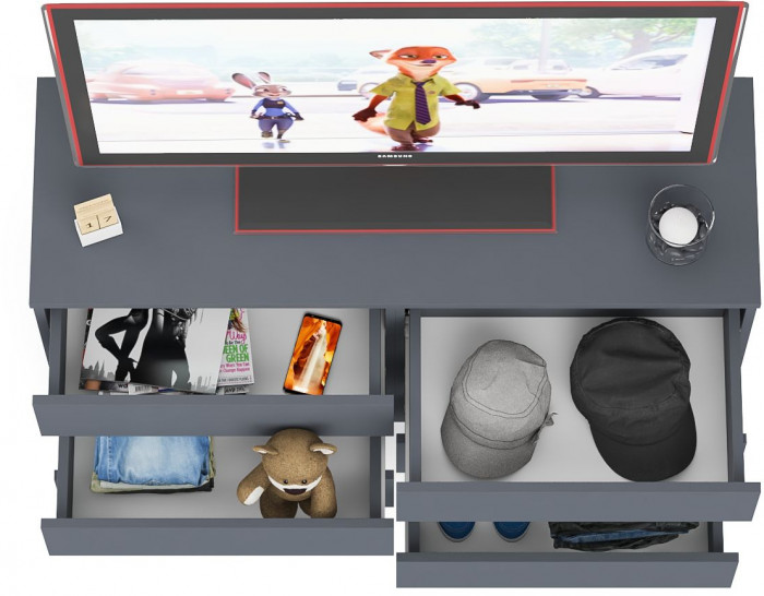 Мори Комод МК1200.6, цвет графит, ШхГхВ 120,4х41х73 см.