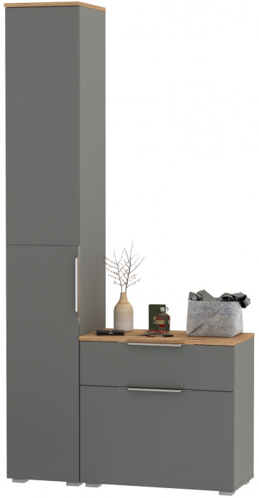 Октава Прихожая 13, серый графит/дуб крафт золотой/фасады МДФ серый графит