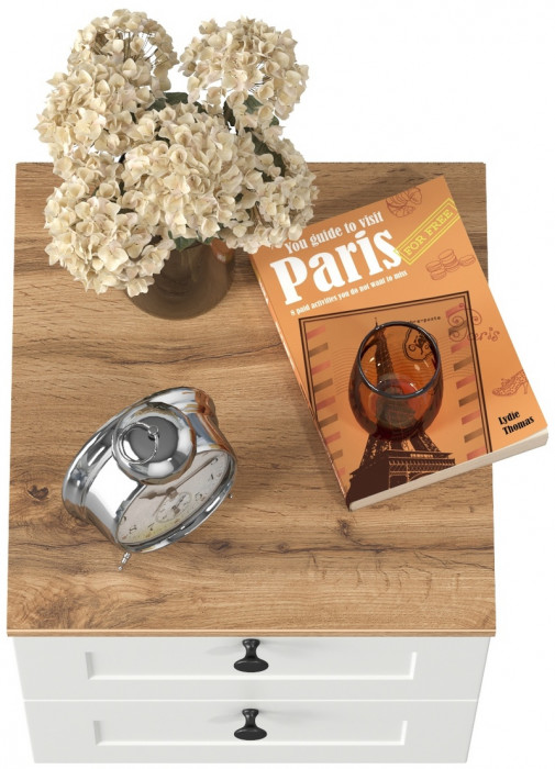 Остин 16.152 Тумба прикроватная, белый шагрень/дуб крафт золотой