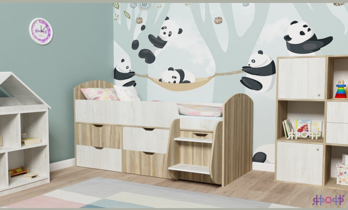 Кровать-чердак Малыш 7 (Винтерберг/Белое дерево)