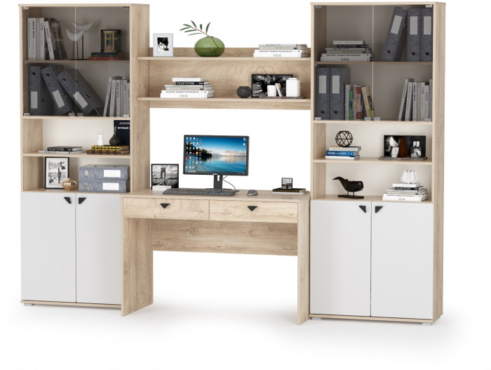 КР100 Бостон № 40, цвет дуб эндгрейн элегантный/фасады МДФ милк рикамо софт, 13.156+12.69+09.132+13.156, ШхГхВ 268,8х57,2х194,4 см.