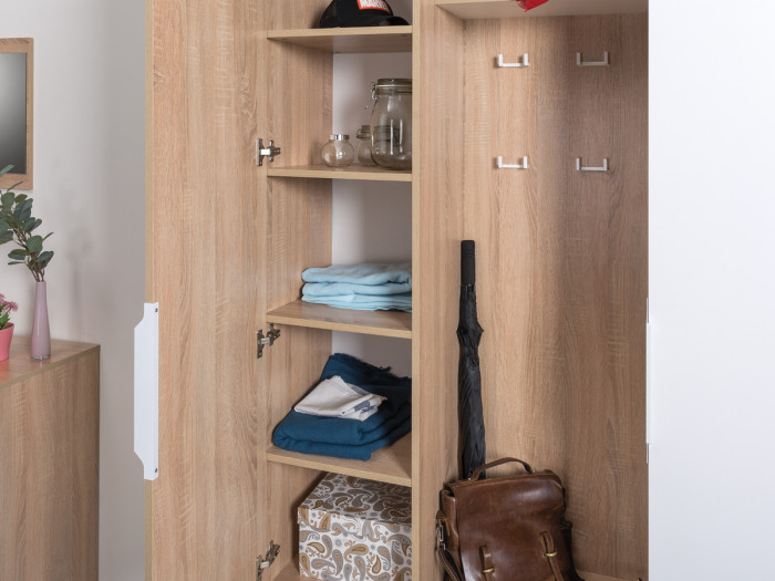 Куба Прихожая 17, цвет дуб сонома/белый премиум, ШхГхВ 172,8х38,3х210,6 см., универсальная сборка