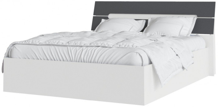 Кровать 160 Гавана с ортопед. основанием, Белый/Графит серый