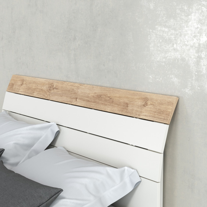 Муссон Спальня № 14, цвет белый/дуб эндгрейн элегантный, ортопед, сп. м. 1600х2000 мм., б/м