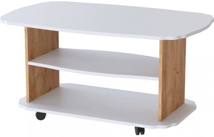 Журнальный стол Консул-2 белый/дуб крафт золотой